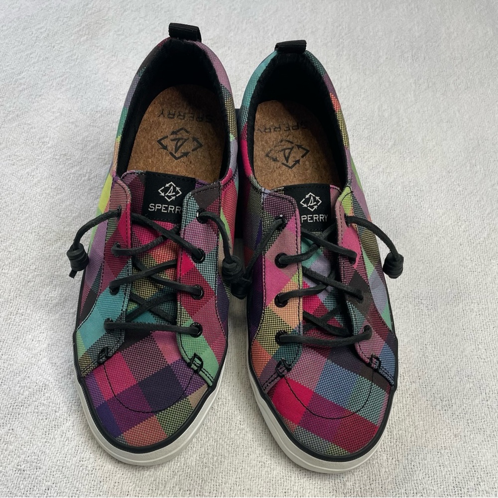 Sperry Women's Colorful Plaid Sneakers~‎ Sz 9.5 - Picture 3 of 11